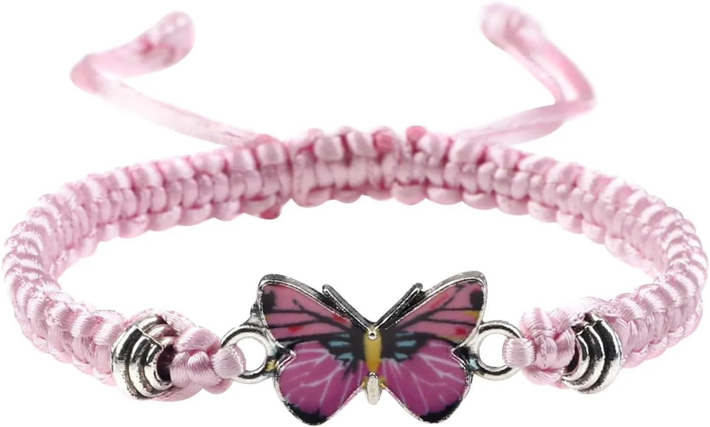 Bracelets for Women Gifts for Women Butterfly Charm Bracelet Adjustable String Butterfly Friendship Bracelets Cute Hand Woven Bracelets Valentines Day Gifts