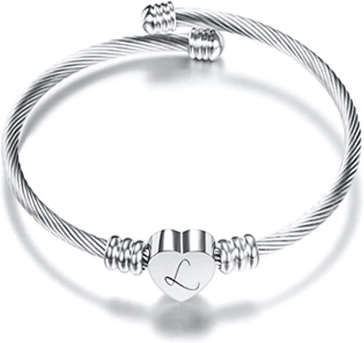 Bracelets for Women, Initial Heart A-Z Letter Cuff Bracelet, Unfading Personalized Name Expandable Wristband Bangle, Alphabet Charm Women's Jewelry Mothers Day Gifts