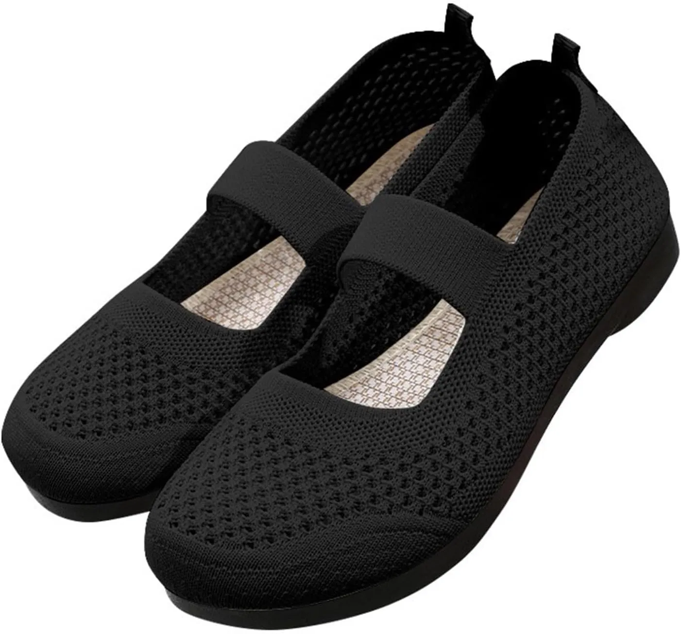 Breathable Slip On Sneakers for Women Woven Walking Shoes with and Foam Cushioning FeatuBow Design (4 UK Black)