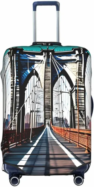 Brooklyn Bridge Print Practical Elastic Washable Travel Luggage Cover with Concealed Zipper for Suitcases