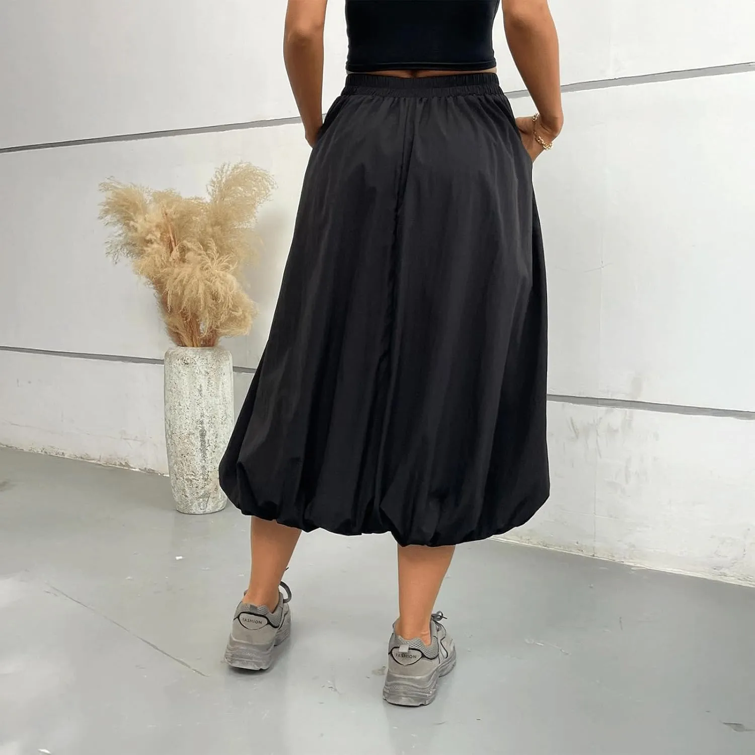 Bubble Skirt for Women Long Midi Elastic Stretchy Ruffled Skirt Flowy Aesthetic Pleated Y2K Vintage Tiered Skort