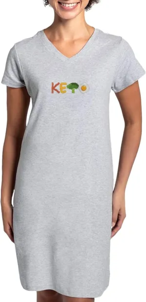 CafePress Awesome Keto Diet Vegan Veganism Organic V T Shirt Women's Nightshirt, Soft Long Pajama Shirt, Cotton PJs