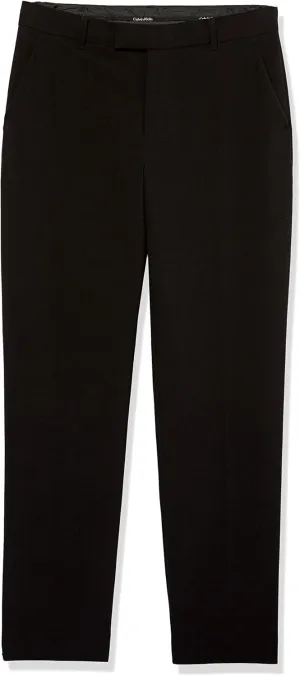 Calvin Klein Boys' Flat Suit Dress Pant, Straight Leg Fit & Hemmed Bottom, Belt Loops & Functional Front Pockets