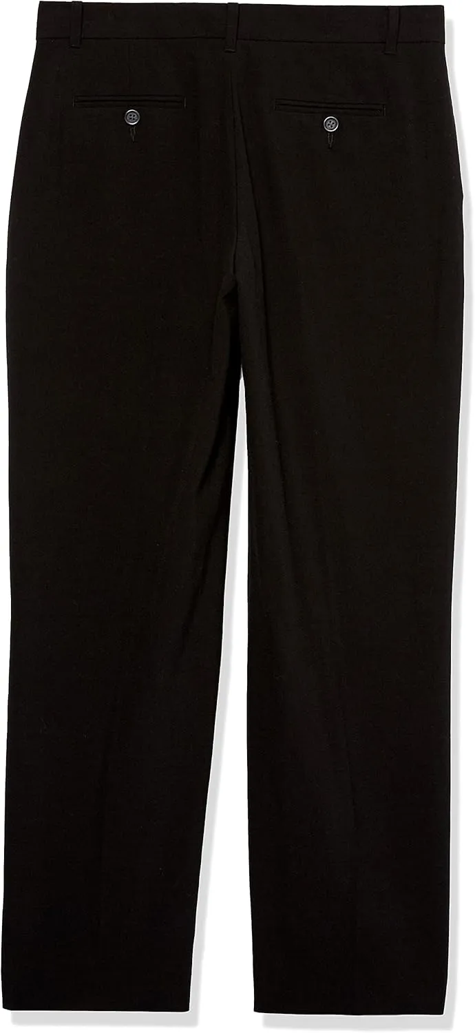 Calvin Klein Boys' Flat Suit Dress Pant, Straight Leg Fit & Hemmed Bottom, Belt Loops & Functional Front Pockets