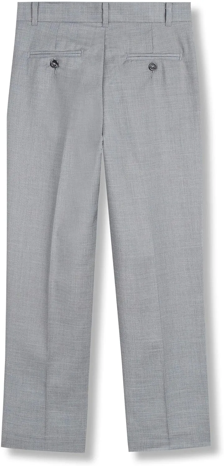 Calvin Klein Boys' Flat Suit Dress Pant, Straight Leg Fit & Hemmed Bottom, Belt Loops & Functional Front Pockets