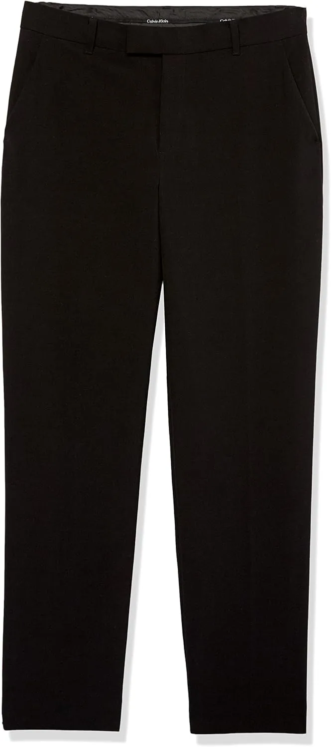 Calvin Klein Boys' Flat Suit Dress Pant, Straight Leg Fit & Hemmed Bottom, Belt Loops & Functional Front Pockets