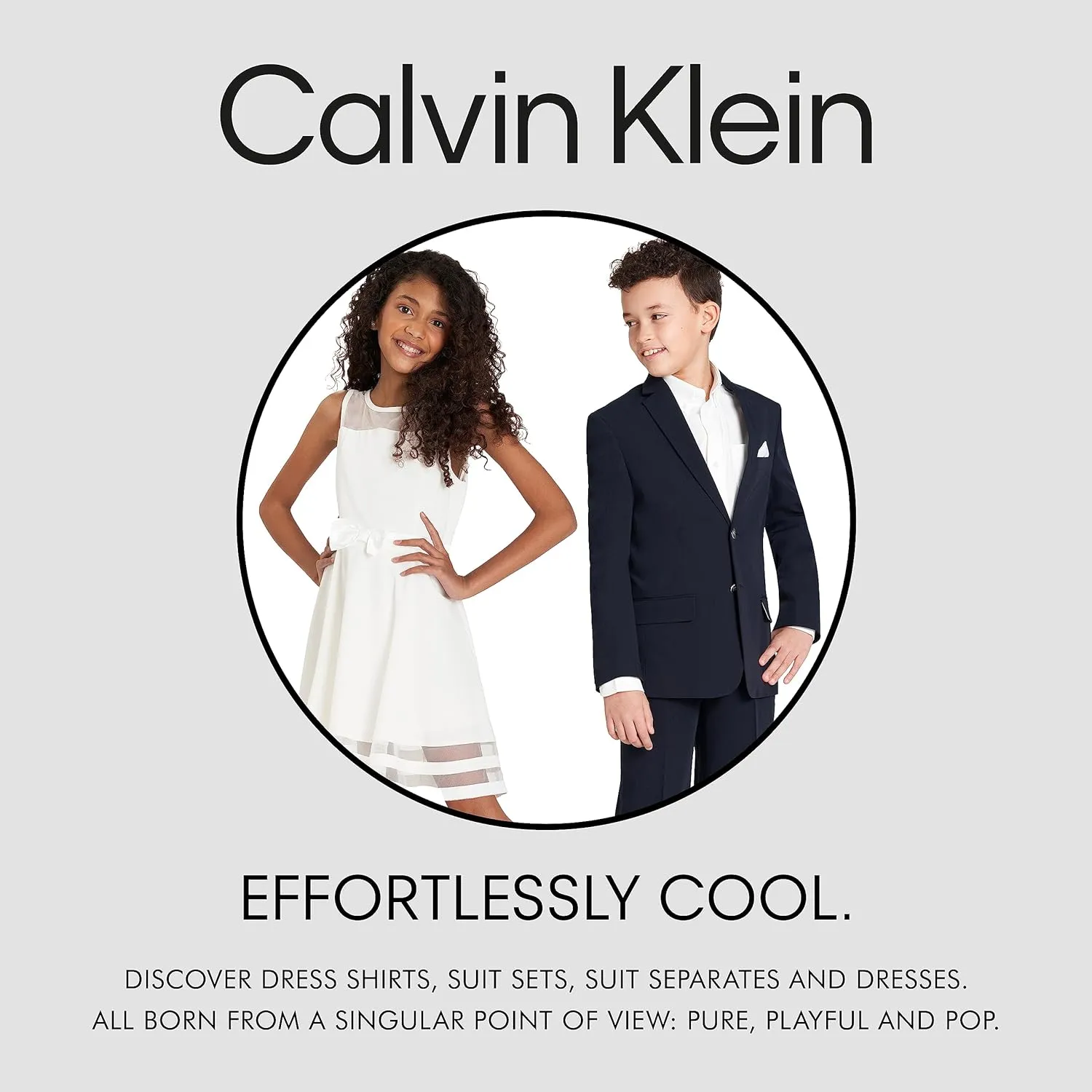 Calvin Klein Boys' Flat Suit Dress Pant, Straight Leg Fit & Hemmed Bottom, Belt Loops & Functional Front Pockets
