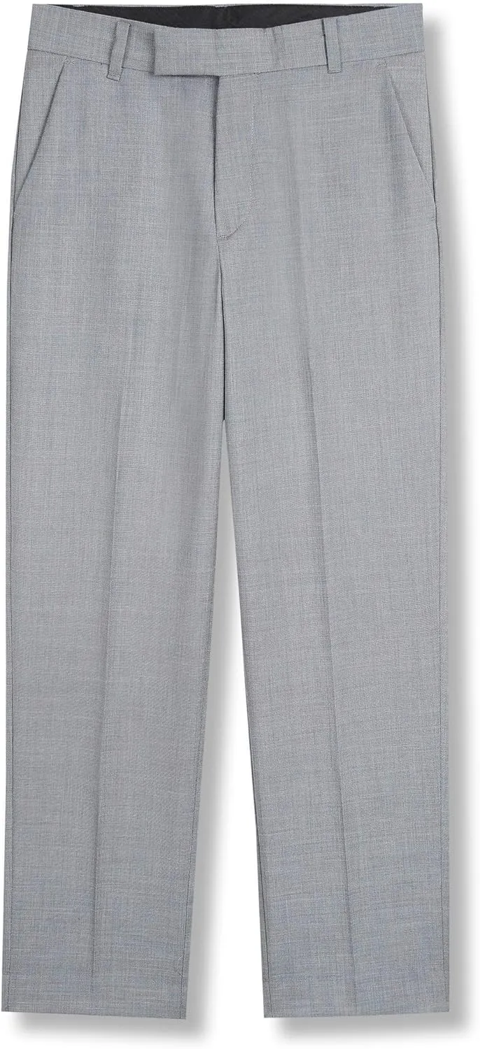 Calvin Klein Boys' Flat Suit Dress Pant, Straight Leg Fit & Hemmed Bottom, Belt Loops & Functional Front Pockets