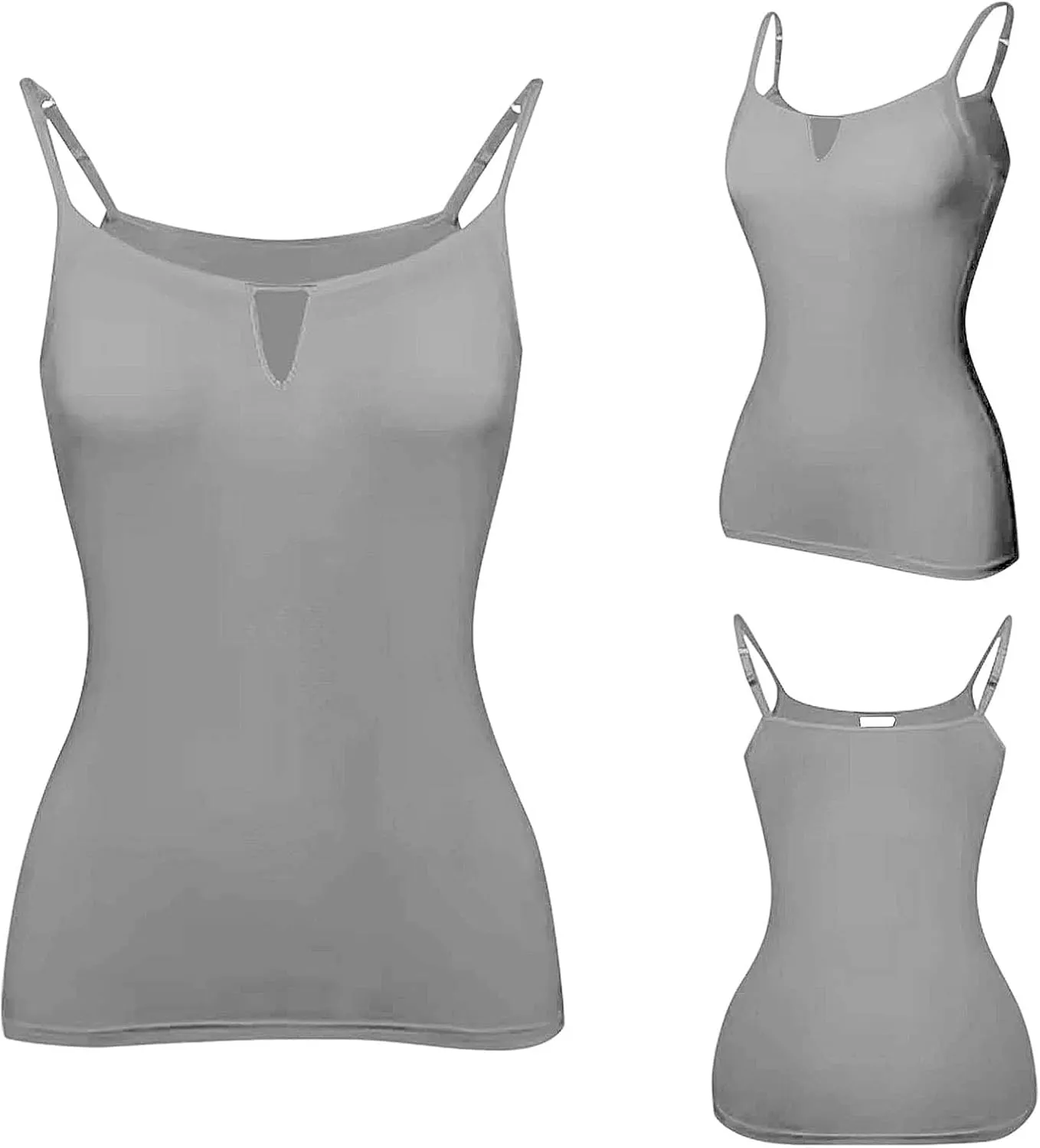 Camisole Tops for Women White Built in Bra Tank Tops Adjustable Spaghetti Strap 2025 Spring Summer Cami Shirts Under Clothes