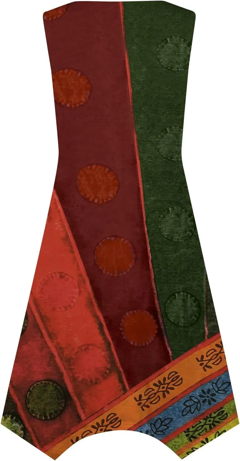 Casual Summer Dresses for Women 2024 Vacation Sleeveless Sundress Midi Loose Hankerchief Hem Beach Dress Tank Dress