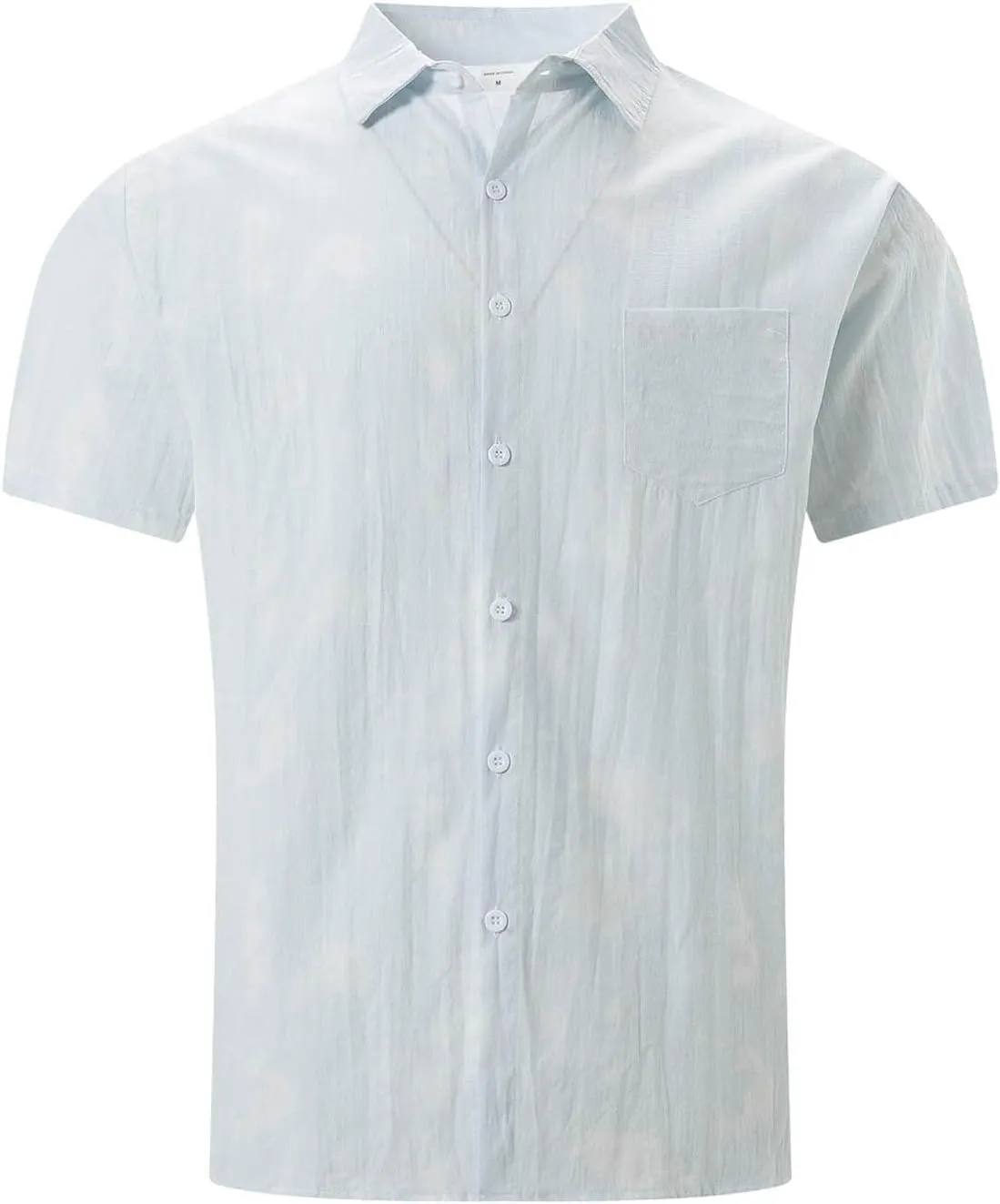 Cathalem Mens Linen Shirt Guayabera Cuban Short Sleeve Button Down Cotton Summer Beach Hippie Shirts Mexican Shirts for Men
