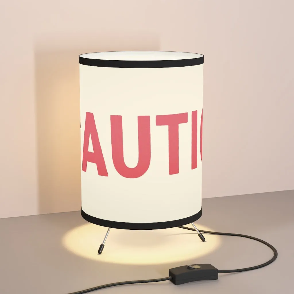 Caution Tripod Lamp with High-Res Printed Shade, US\CA plug