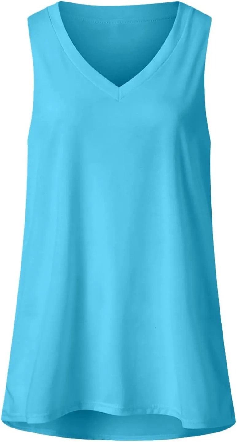 Ceboyel Womens 2023 Gradient Summer Tank Tops Casual Blouse Tunic Vneck Sleeveless T Shirts Trendy Dressy Ladies Clothing