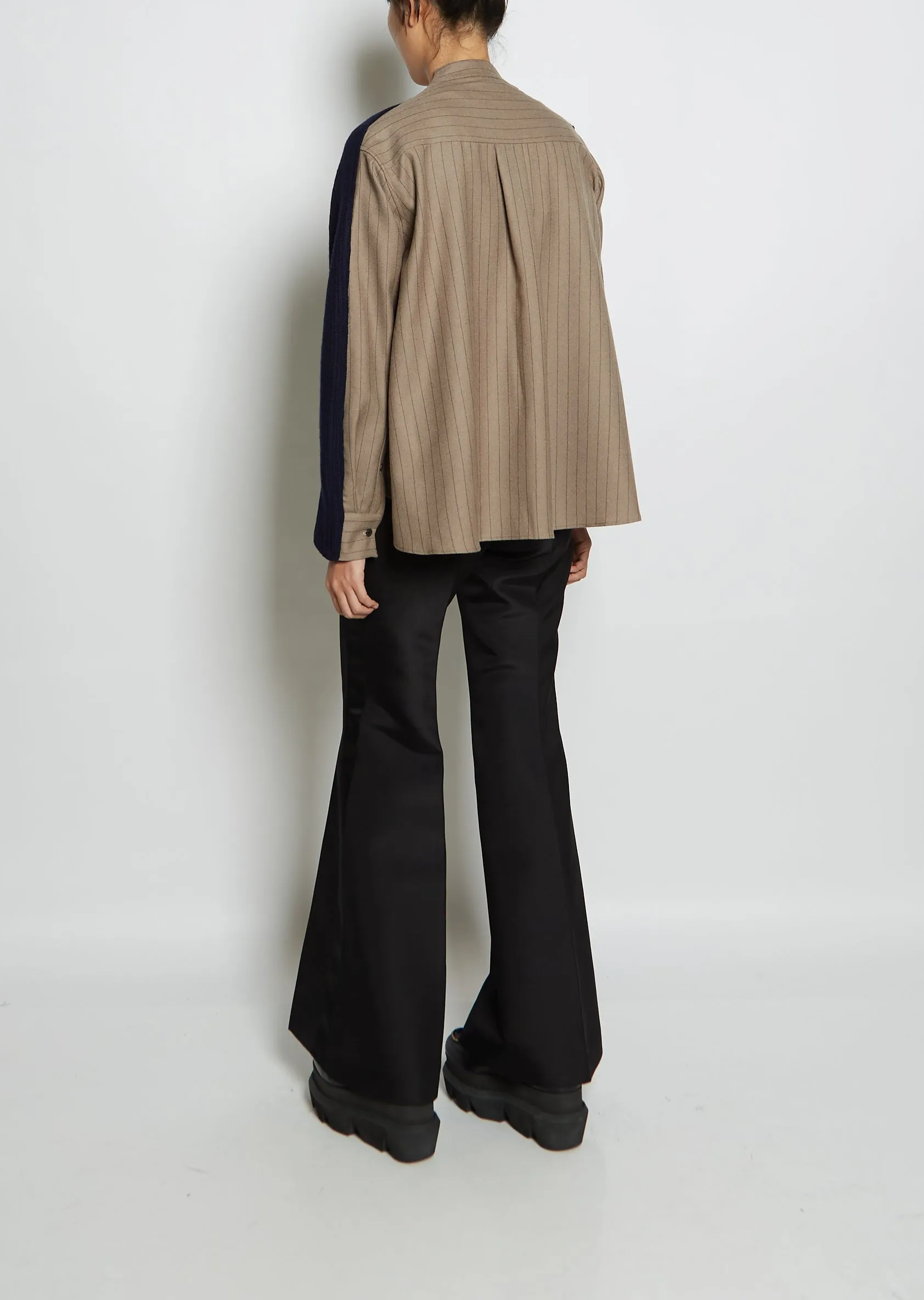 Chalk Stripe x Wool Knit Cardigan