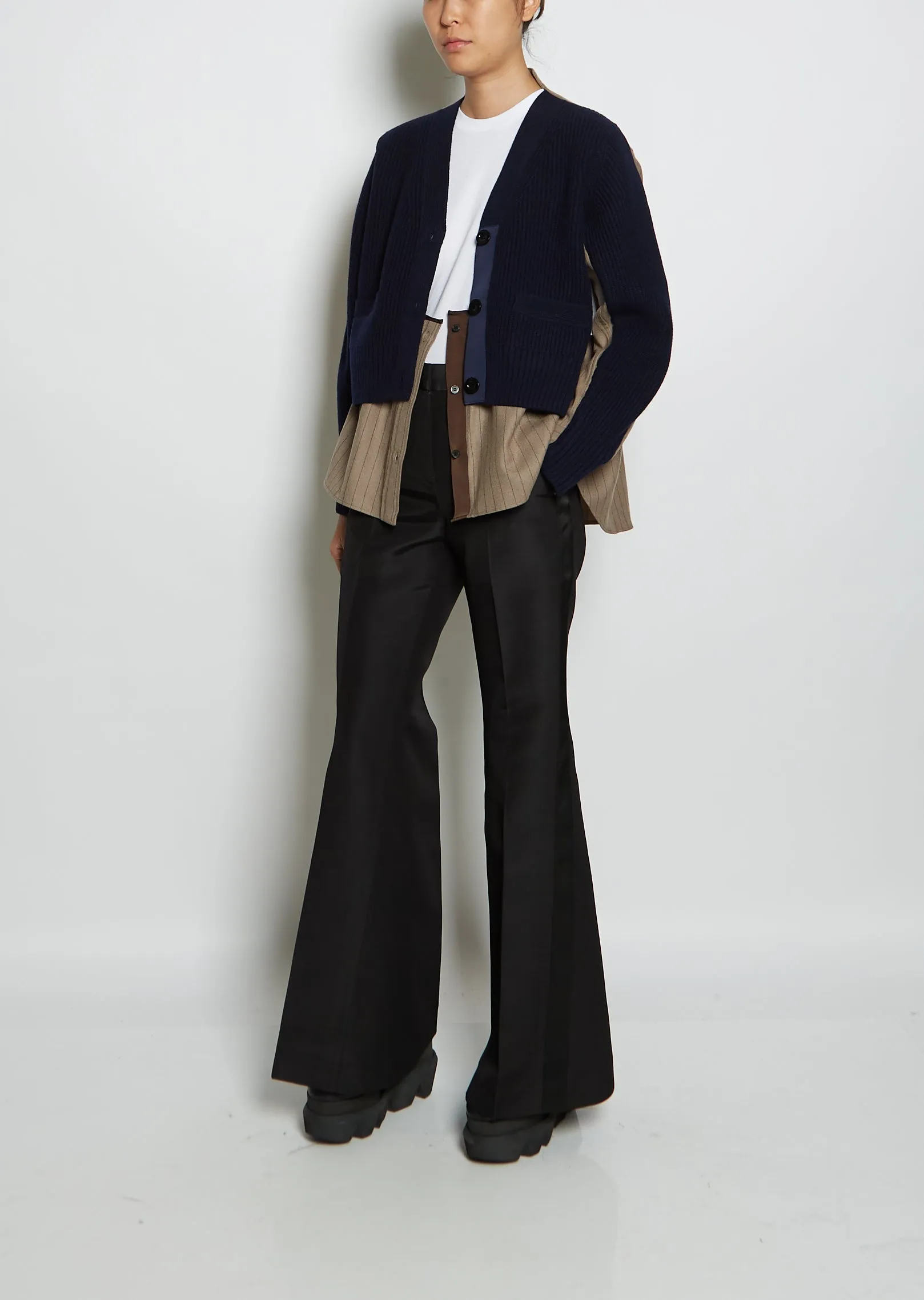 Chalk Stripe x Wool Knit Cardigan