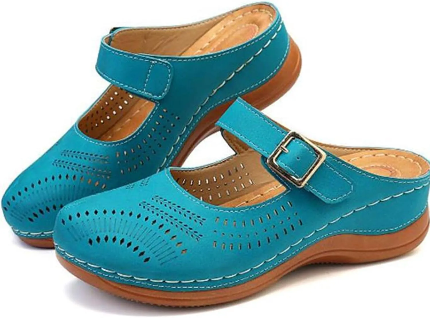Closed Toe Slippers for Women with Arch Support Hollow Out Adjustable Orthopedic Sandals Low Wedge Shoes Comfort Wear Walking Lightweight Summer Casual Vacation Outfits 2025 Non Slip Mule
