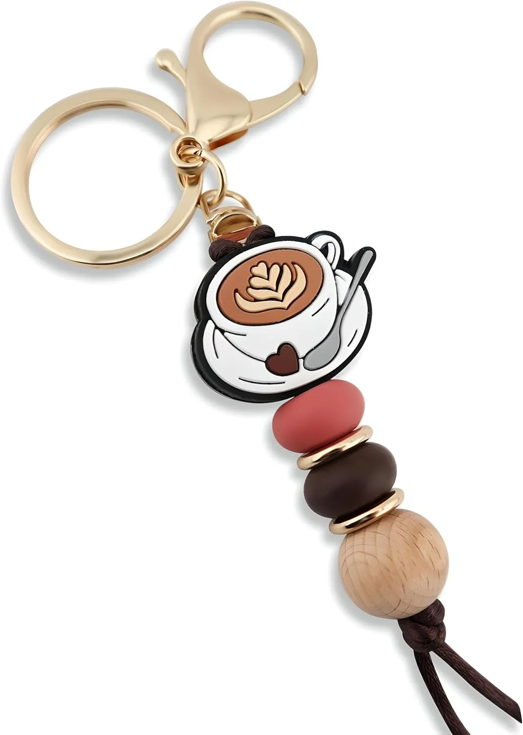 Coffee Cup Silicone Beads Keychain for Women and Men Cute Key Chain Holder for Car Keys Purse Backpack Charm