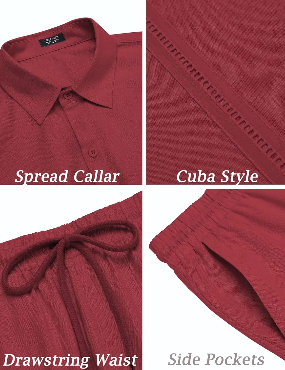 COOFANDY Men's 2 Pieces Linen Set Short Sleeve Button Down Shirts Summer Beach Shorts Casual Outfits