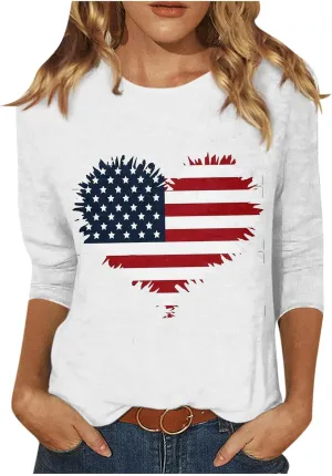 COTECRAM Womens Casual 3/4 Lenght Sleeve Tops Trendy Loose Shirts Crewneck Printed Cute Blouse Graphic Tees Tunics