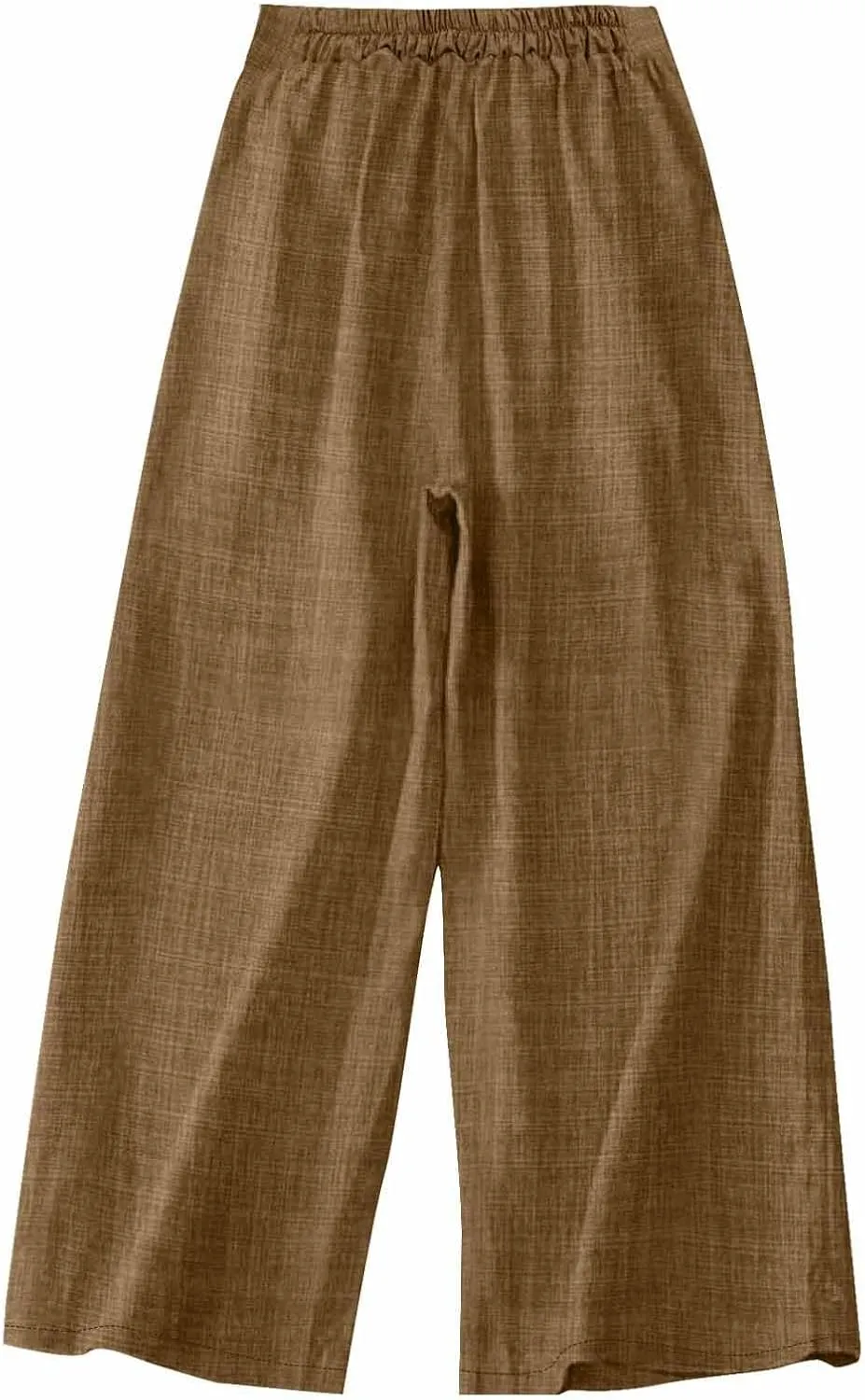 Cotton Linen Pants for Women Elastic Waist Wide Leg Button Casual Palazzo Pants Office Business Comfy Summer Trousers