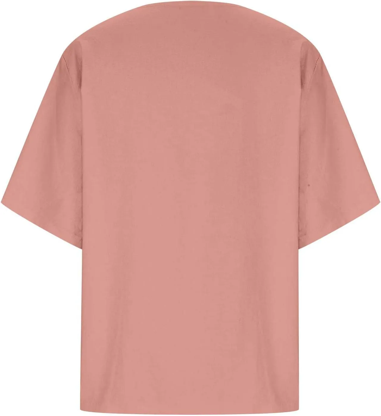 Cotton Linen Tops for Women Loose Fit Casual Roll Up Short Sleeve T-Shirt Trendy Cute Floral Print Blouse Summer Top