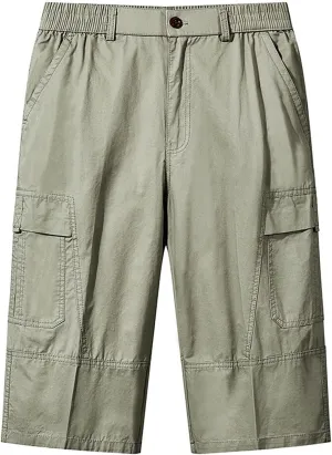 Cotton Relaxed Pants for Men Solid Colour Lounge Pants Classic Beach Pants Outdoor Cargo Pants Summer Capri Pants