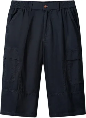 Cotton Relaxed Pants for Men Solid Colour Lounge Pants Classic Beach Pants Outdoor Cargo Pants Summer Capri Pants