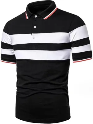 Cotton T Shirts for Men, Contrast Color Short Sleeve, Quarter Button Polo Shirts Regular Fit Fashion Designed Shirt