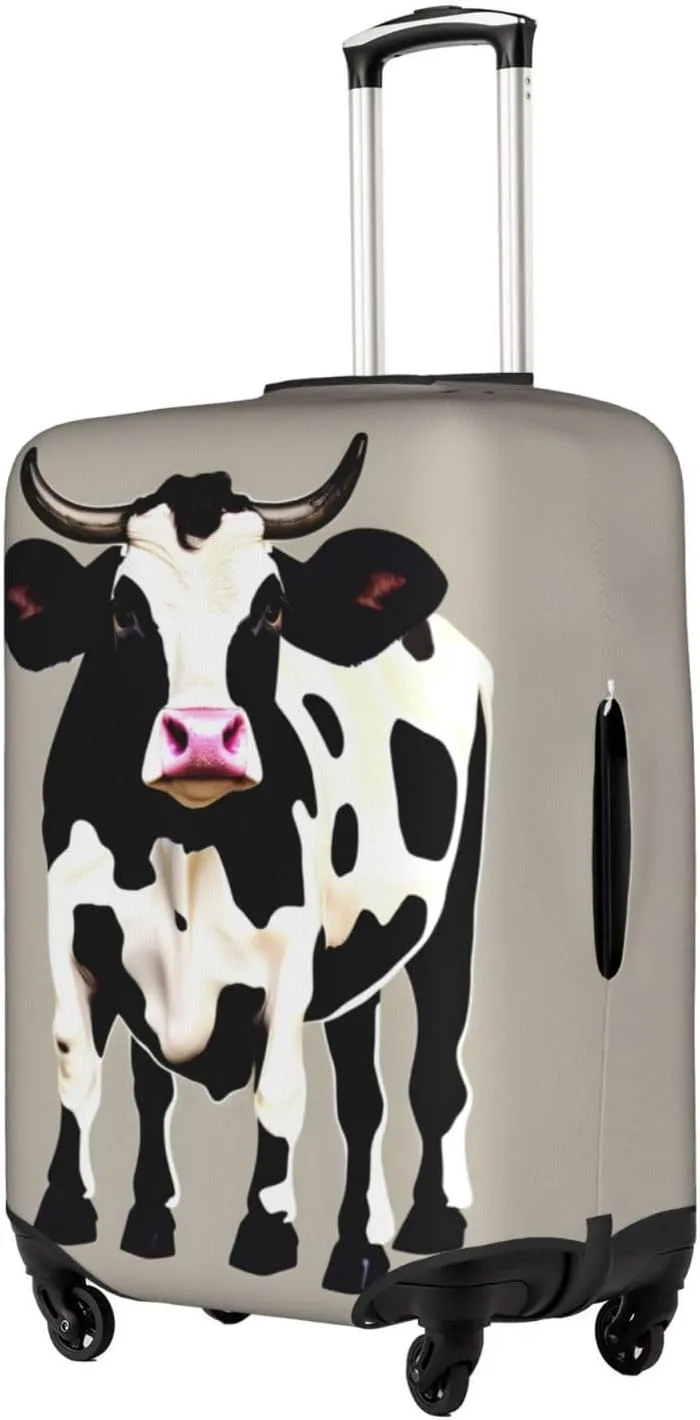 Cow black spot Print Practical Elastic Washable Travel Luggage Cover with Concealed Zipper for Suitcases
