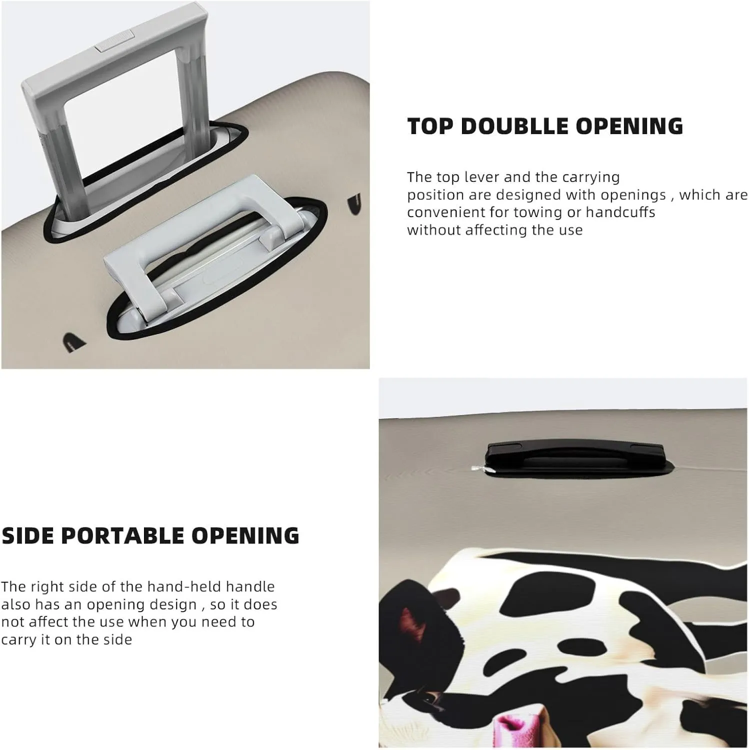 Cow black spot Print Practical Elastic Washable Travel Luggage Cover with Concealed Zipper for Suitcases