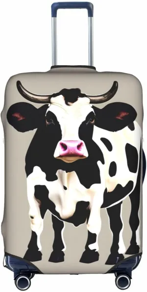 Cow black spot Print Practical Elastic Washable Travel Luggage Cover with Concealed Zipper for Suitcases