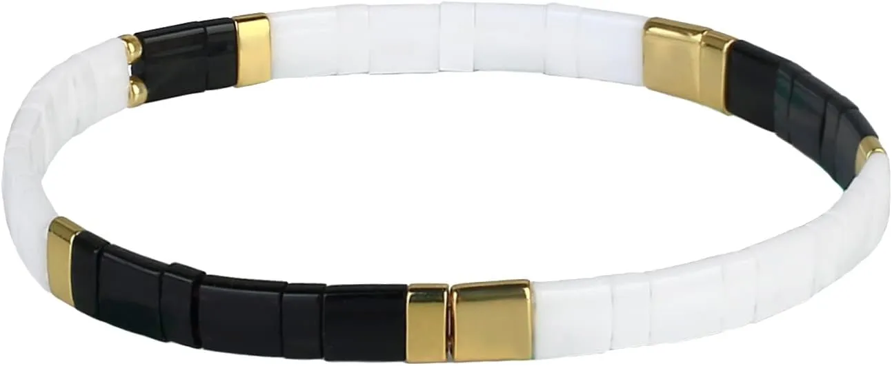CQUAN CHI Bohemian Stretch Bracelets Tila Bead Friendship Bracelets Handmade Chic Bracelets For Women - 05K