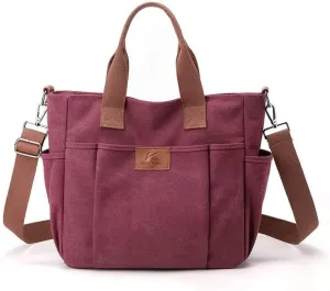 Crossbody Canvas Bag Women Large Capacity Portable Vintage Travel Satchel Handbags Multi Pocket Shoulder Bags