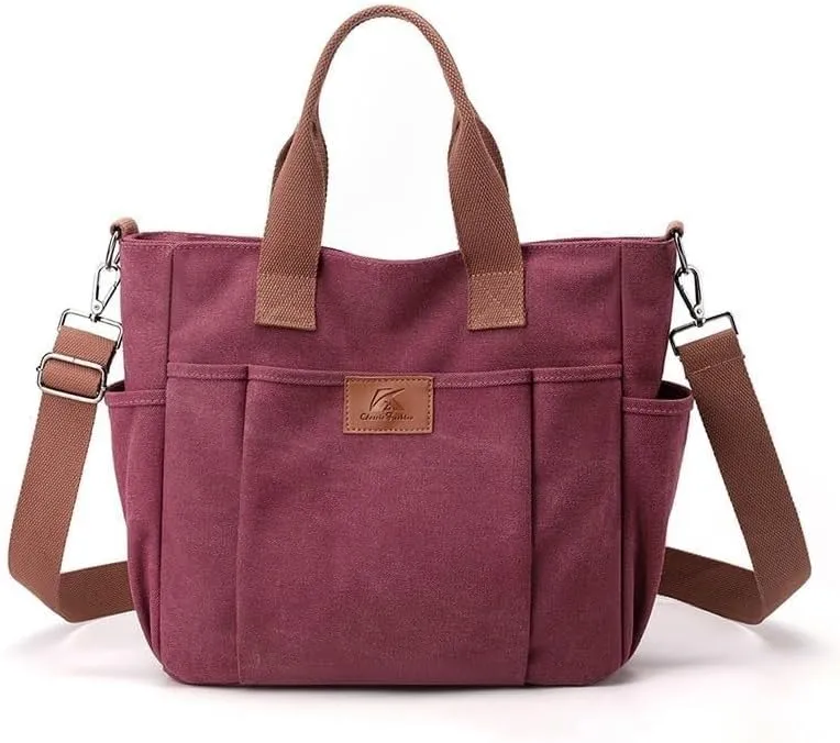 Crossbody Canvas Bag Women Large Capacity Portable Vintage Travel Satchel Handbags Multi Pocket Shoulder Bags