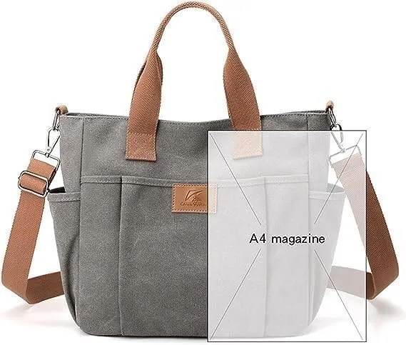 Crossbody Canvas Bag Women Large Capacity Portable Vintage Travel Satchel Handbags Multi Pocket Shoulder Bags