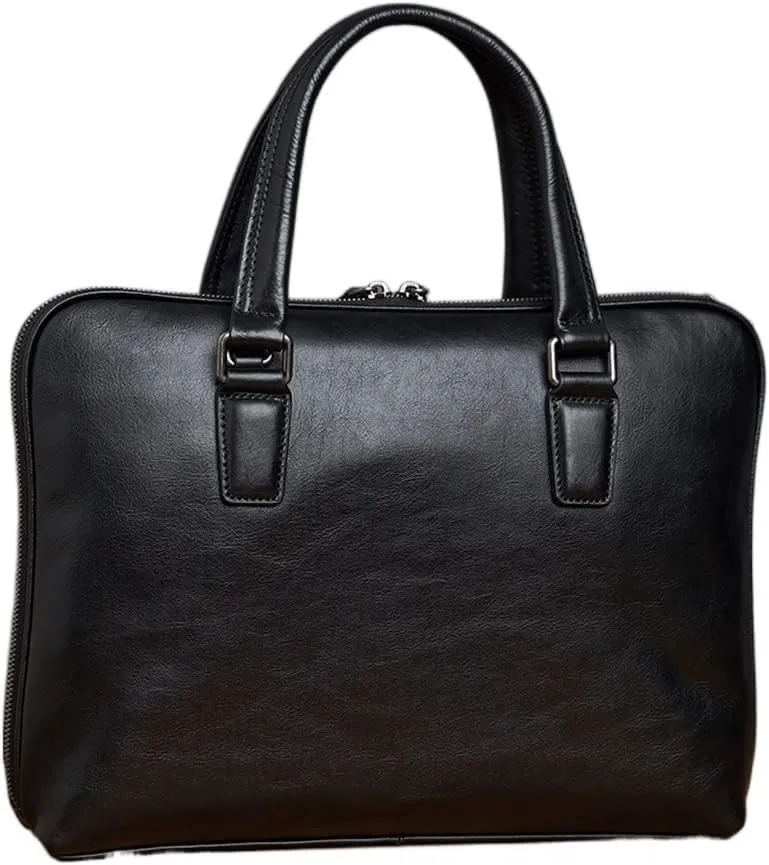 CSCDD Genuine Leather Vintage Man Handbag Briefcase Men Shoulder Bags Coffe Business 14 Inch Laptop Bag