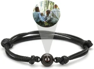 Custom Bracelets with Picture Inside, Personalized Photo Bracelets Custom Picture Projection Bracelets,Customized Projection Bracelets with Photos,Picture Bracelet for Women Men (Black,1pcs)