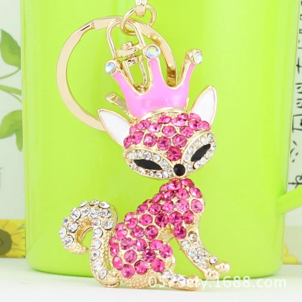 Cute Animal BlingBling Crystals Keychain Animal Charm Keyring Car Bag Wallet Purse Handbags Cars Key Pendant Decor