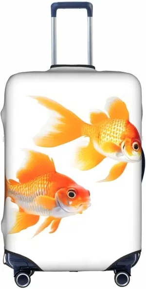 Cute goldfishes Print Practical Elastic Washable Travel Luggage Cover with Concealed Zipper for Suitcases