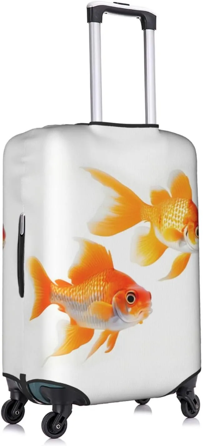 Cute goldfishes Print Practical Elastic Washable Travel Luggage Cover with Concealed Zipper for Suitcases