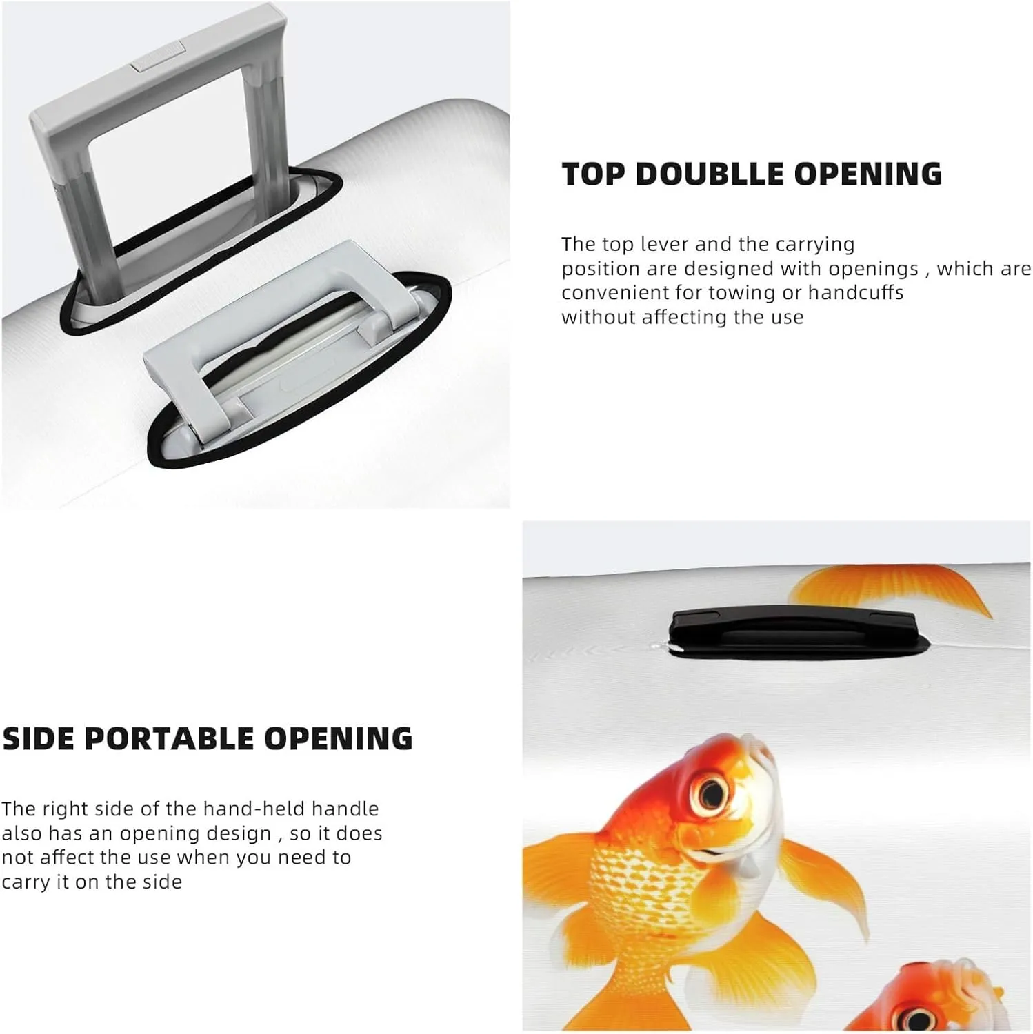 Cute goldfishes Print Practical Elastic Washable Travel Luggage Cover with Concealed Zipper for Suitcases