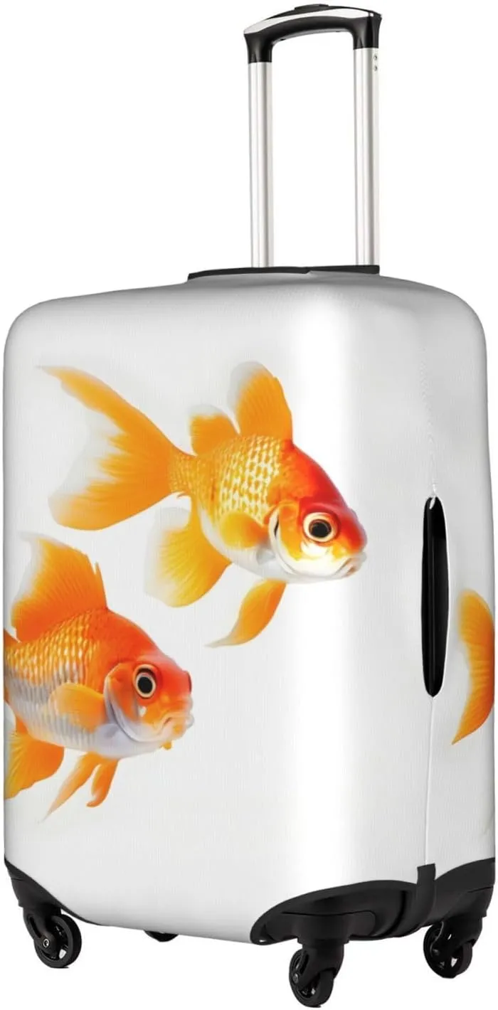 Cute goldfishes Print Practical Elastic Washable Travel Luggage Cover with Concealed Zipper for Suitcases