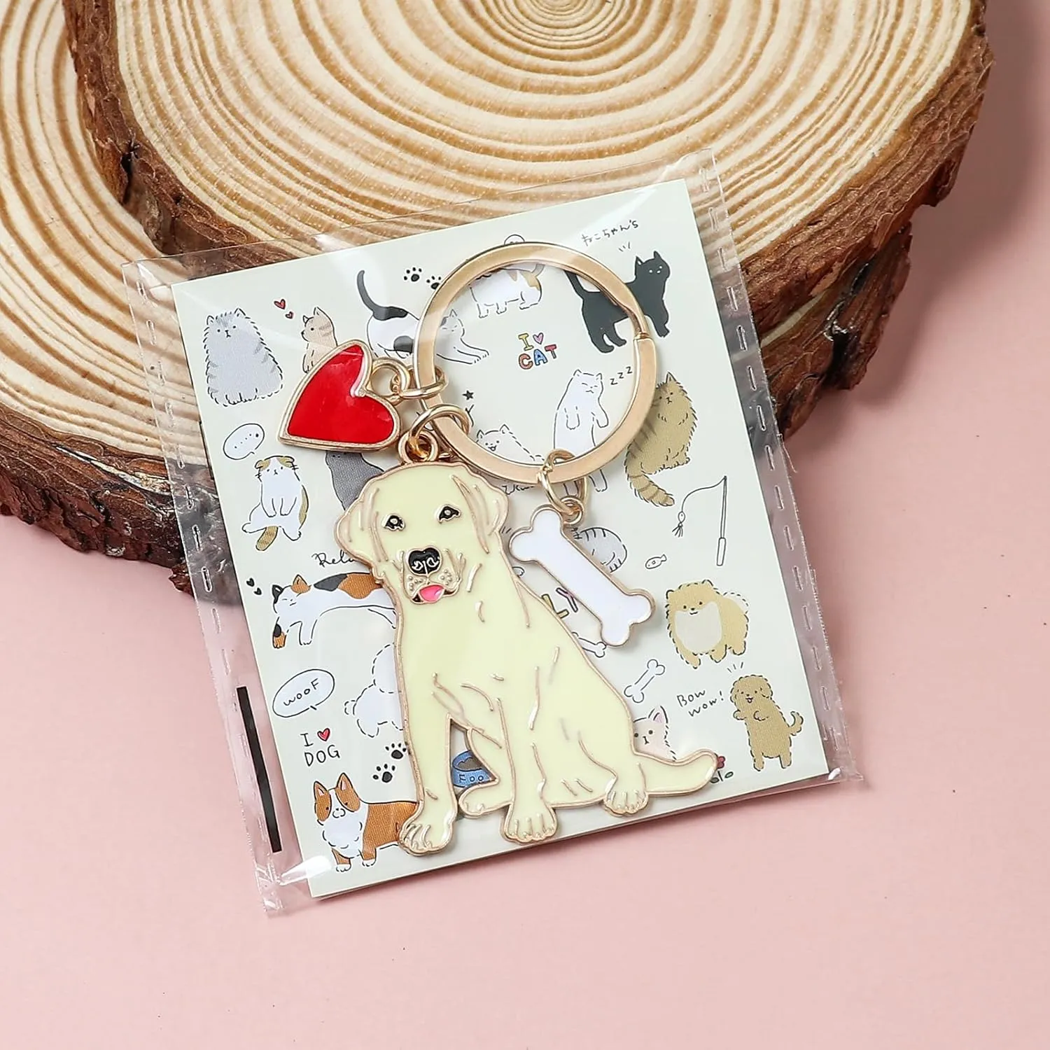 Cute Puppy Dog Keychain Golden Retriever Key Charm Keychain Pet Lover Keyring Gift