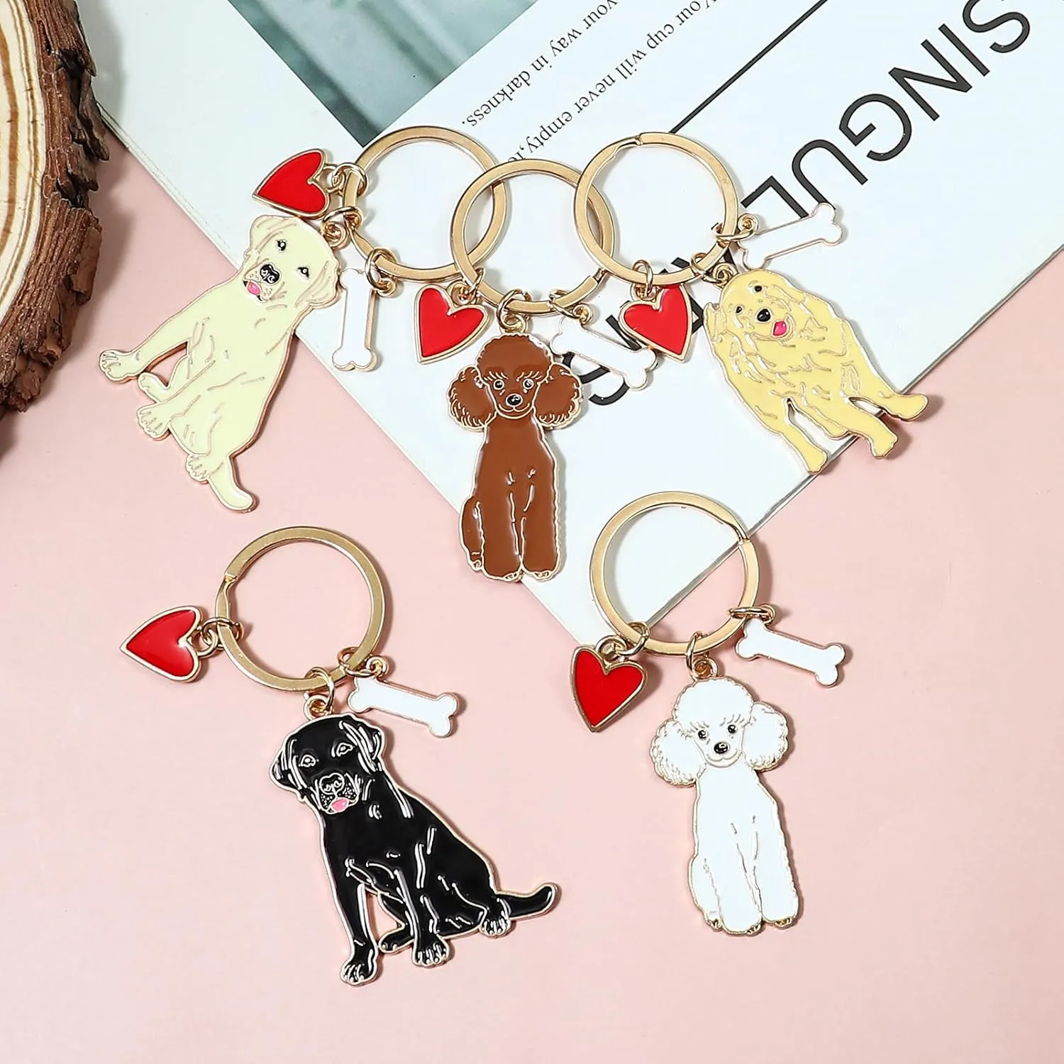 Cute Puppy Dog Keychain Golden Retriever Key Charm Keychain Pet Lover Keyring Gift