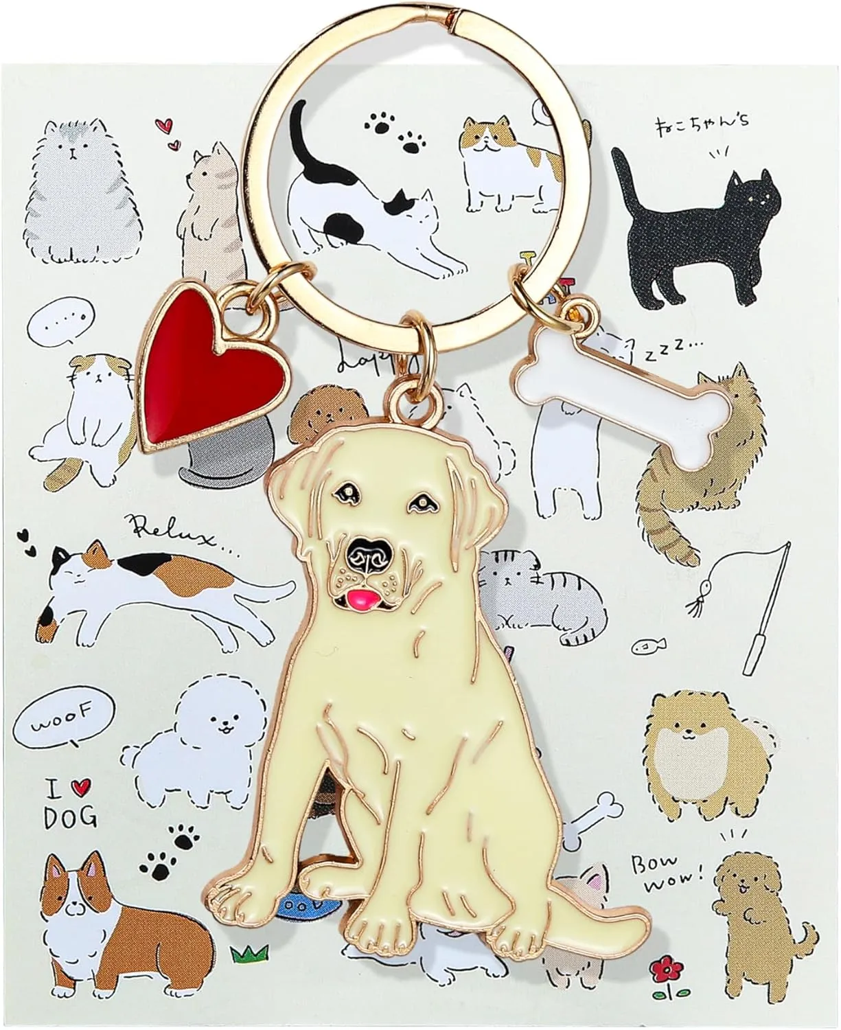 Cute Puppy Dog Keychain Golden Retriever Key Charm Keychain Pet Lover Keyring Gift