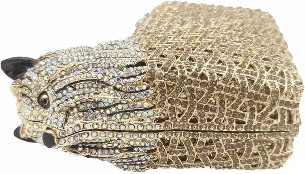 Cute Puppy Evening Bag for Women Rhinestone Clutch Purse Animal Crystal Clutch Poodle Dog Wedding Handbag for Party