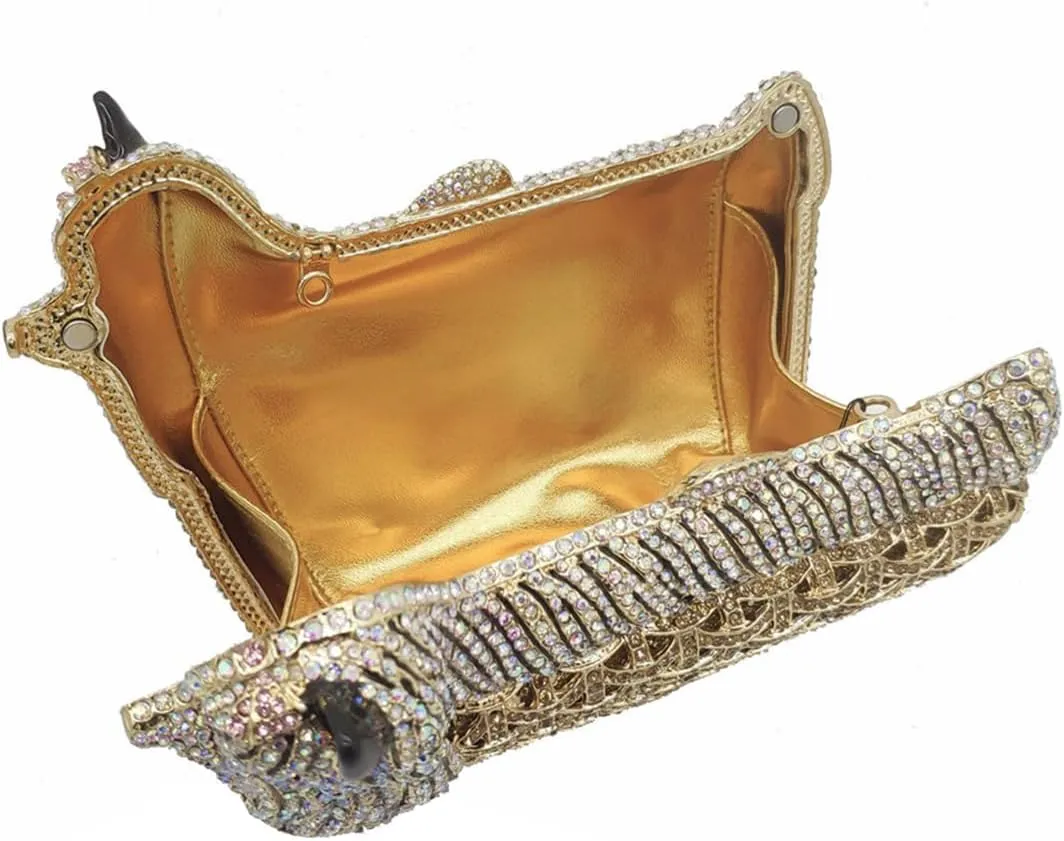 Cute Puppy Evening Bag for Women Rhinestone Clutch Purse Animal Crystal Clutch Poodle Dog Wedding Handbag for Party