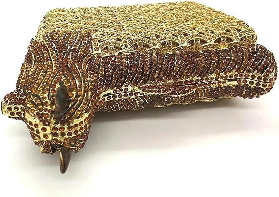Cute Puppy Evening Bag for Women Rhinestone Clutch Purse Animal Crystal Clutch Poodle Dog Wedding Handbag for Party