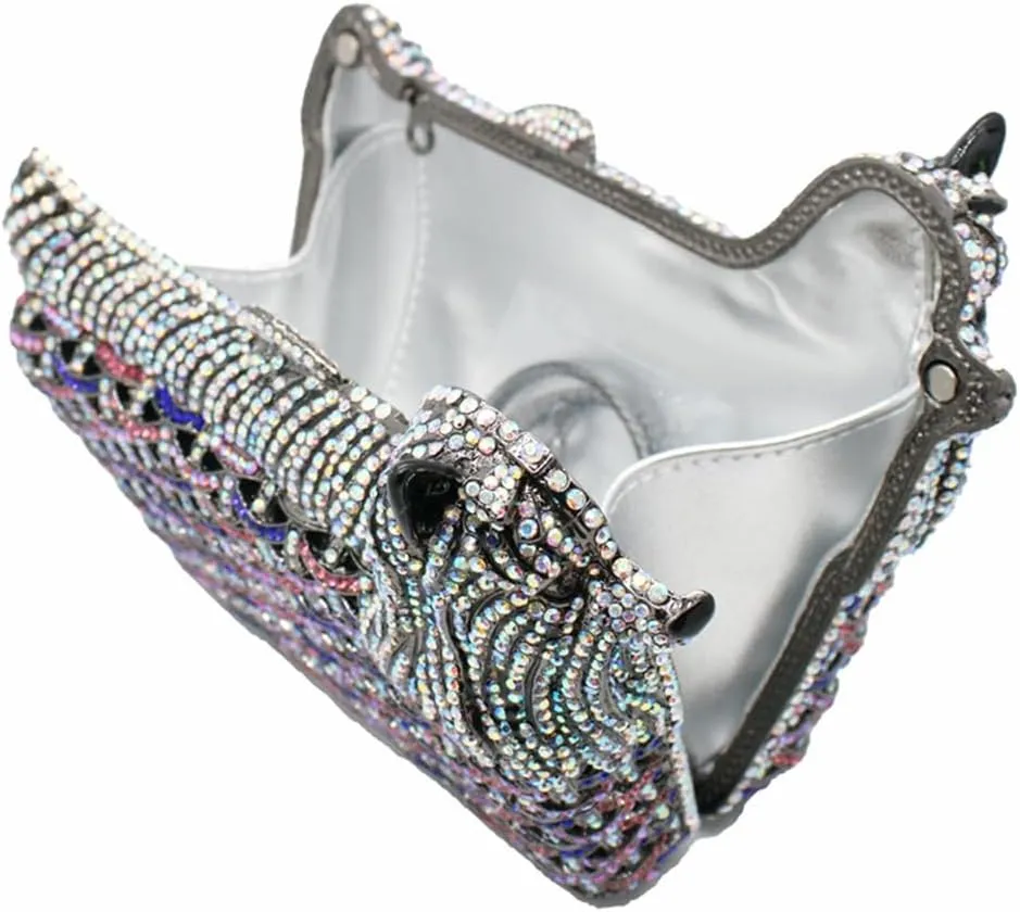 Cute Puppy Evening Bag for Women Rhinestone Clutch Purse Animal Crystal Clutch Poodle Dog Wedding Handbag for Party