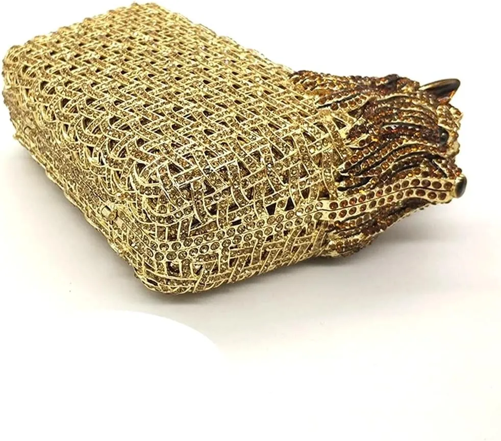 Cute Puppy Evening Bag for Women Rhinestone Clutch Purse Animal Crystal Clutch Poodle Dog Wedding Handbag for Party